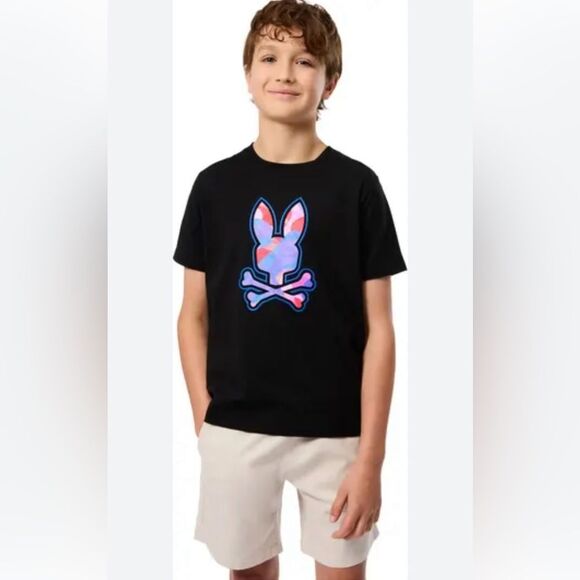 NEW Psycho Bunny Kids Norridge Pima Cotton Short Sleeve Graphic T-Shirt Size S
